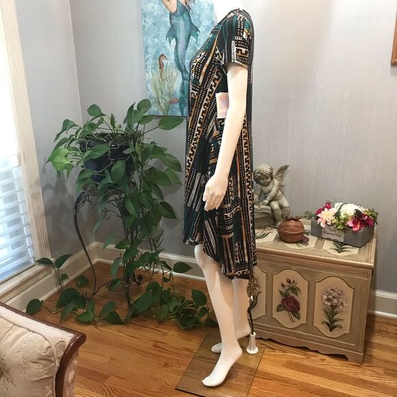 LuLaRoe Carly High Low Abstract Print Dress Fall Sz XXS NWT New - Picture 7 of 16